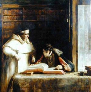 Washington Irving (1783-1859) Researching Columbus in the Convent of Rabida, 1828-29 by Sir David Wilkie