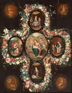 La Virgen Con El Nino, Con Escenas De La Vida De La Virgen