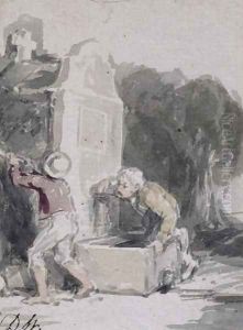 Boys Playing by a Fountain by Sir David Wilkie
