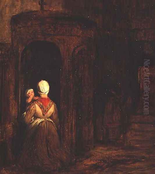 Woman with a Baby Kneeling at a Confessional - view 1