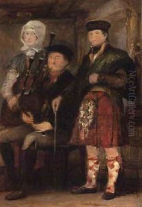 Highland Interior with a Bagpiper by Sir David Wilkie