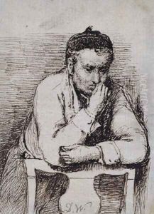 A Man Leaning on the Back of a Chair
