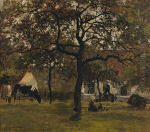 A L'ombre Des Arbres Devant La Ferme