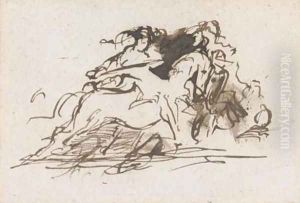 Warriors in combat by Sir David Wilkie