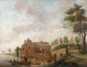 Pecheur Au Pied D'une Maison Forte by Hendrik Frans de Cort
