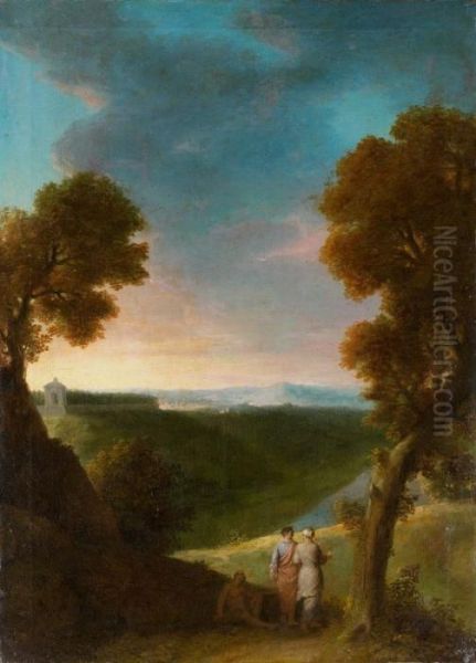 Promeneurs Dans Un Paysage Vallonn - view 1
