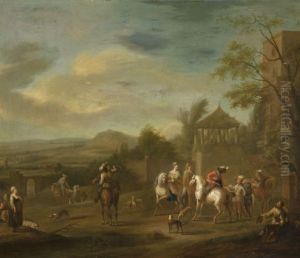 Le Depart Pour La Chasse Et Halte De Chasse by Franz Ferg