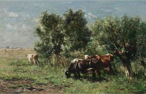 Cows At Pasture by Johannes-Hubertus-Leonardus de Haas