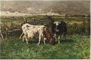Cows At Pasture by Johannes-Hubertus-Leonardus de Haas