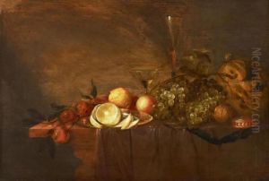 Still Life With Fruit And Wine Glasses by David Cornelisz. de Heem