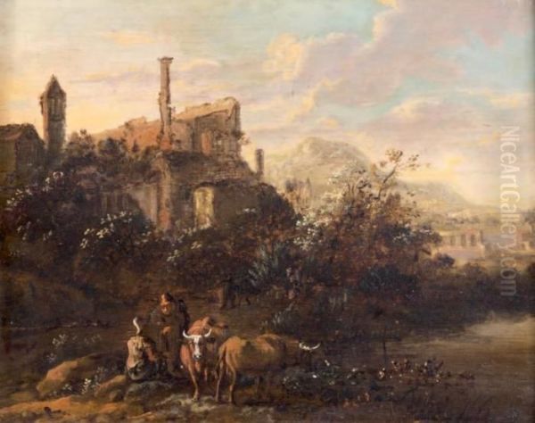 Paysage De Ruines Avec Troupeau - view 1