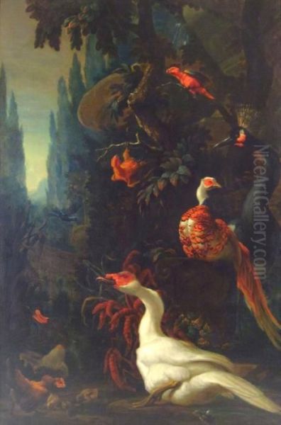 Ornamental Birds In A Landscape - view 1
