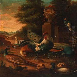 Different Birds In A Park Landscape by Melchior de Hondecoeter