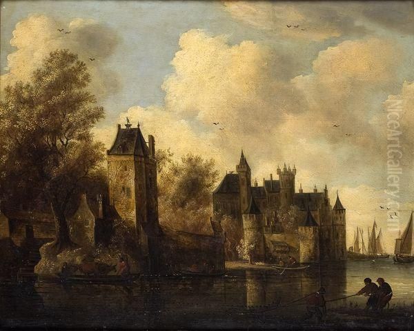Ville Fortifiee En Bord De Fleuve, Animee De Personnages - view 1