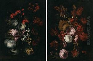 Pareja De Bodegones De Flores by Gabriel De La Corte