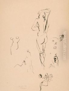 Studienblatt Mit Stehendem Weiblichem Akt by Roger de La Fresnaye
