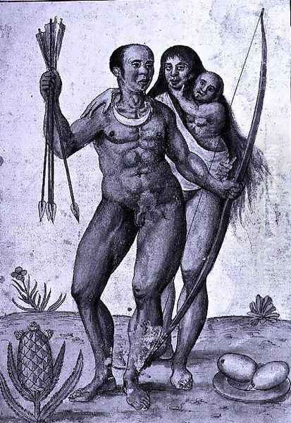 Brazilian Indian Man, Woman and Child - view 1