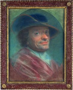 Ritratto Di Uomo Con Veste Rossa E Cappello Blu by Maurice Quentin de La Tour