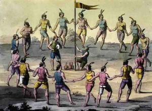 Chilean Indians Doing a Ceremonial Dance by John White