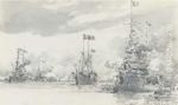 The Royal Yacht Reviewing The French Fleet Off Cowes During Its Visit In August 1905 - view 1
