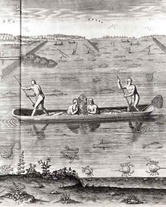 How Indians Catch fish, from Hariot's A Briefe and True Report of ... Virginia, 1590, written and engraved by Theodor de Bry (1528-98) by John White