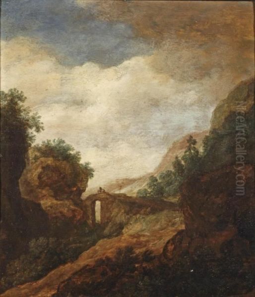 A Landscape With A Horse Rider On A Bridge - view 1