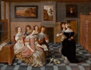 Elegante Compagnie Dans Un Interieur by Laurentius de Neter
