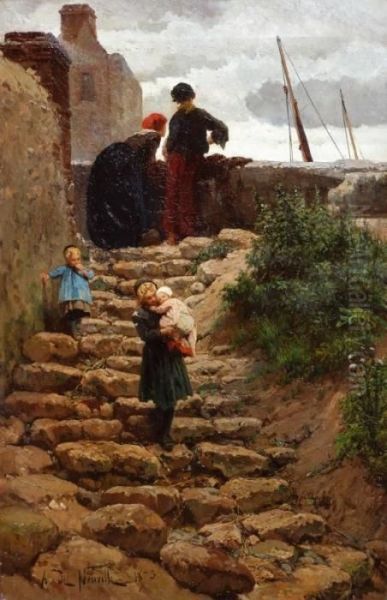 Ninos En La Escalera - view 1