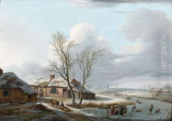 Paysage D'hiver Avec Patineurs - view 1