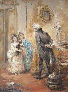 Precepteur Enseignant A Deux Fillettes by Vicente Garcia de Paredes