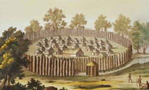Village of an Indigenous Tribe in Florida, engraved by Gerolamo Fumagalli