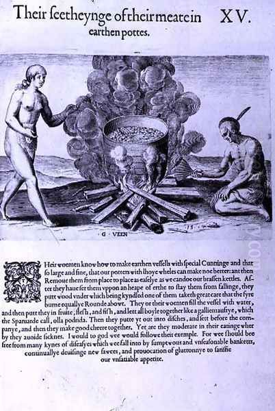 Cooking in a Pot, engraving by Gysbert van Veen (1562-1628) by John White