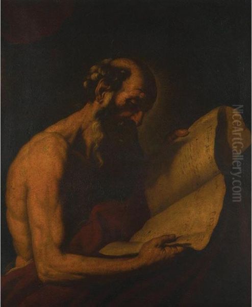 Saint Jerome Holding A Scroll Of Hebrew Scripture - view 1