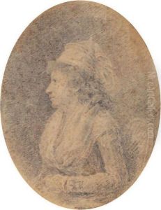Portrait De Femme De Profil by Augustin de Saint-Aubin