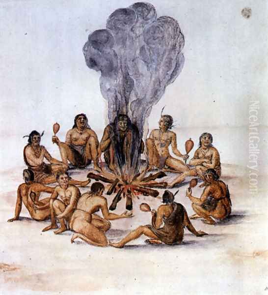 Indians round a Fire - view 1