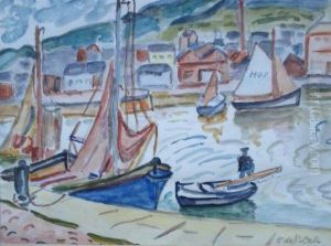 Voiliers A Quai by Henri Lienard De Saint-Delis