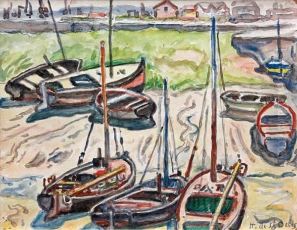 Barques A Maree Basse Dans Le Port De Honfleur - view 1