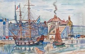 Galion Dans Le Port De Honfleur by Henri Lienard De Saint-Delis