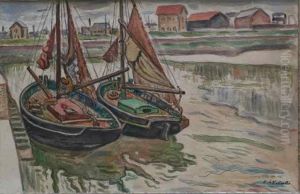 Bateaux A Quai Dans Le Port Dehonfleur