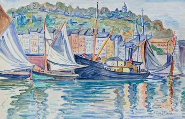 Bateau A Vapeur Et Voiliers Dans Le Port De Honfleur - view 1