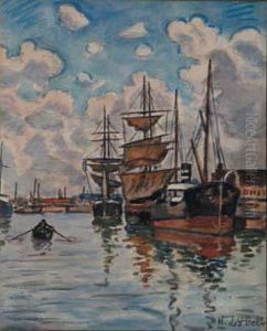 Voiliers A Quai, Honfleur by Henri Lienard De Saint-Delis