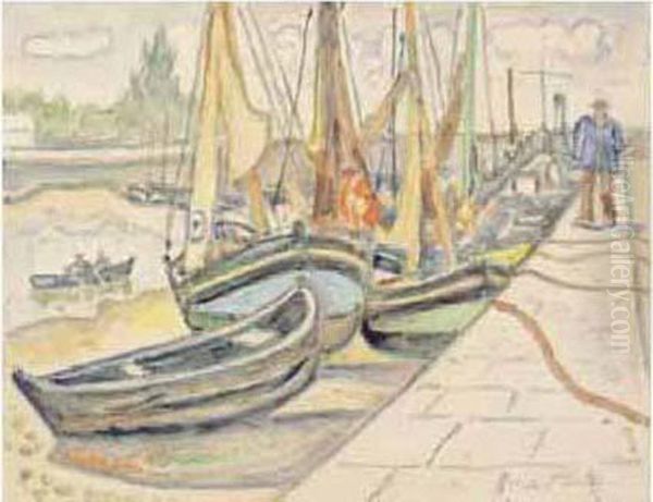 Honfleur, Voiliers A Quai A Maree Basse. - view 1