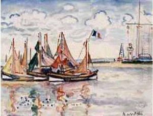 Voiliers Dans L'avant-port D'honfleur. by Henri Lienard De Saint-Delis