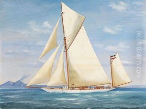 Yacht "navahoe" Unter Der Flagge Des Kaiserlichen Kieler Yachtclubs Vor Neapel by Antonio de Simone