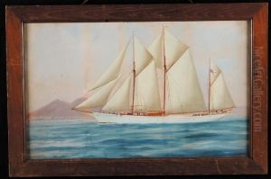 Ritratto Dello Yacht Fantome Nella Baia Di Napoli by Antonio de Simone
