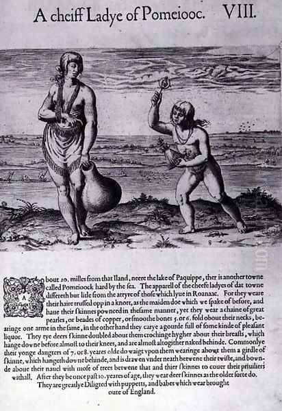 Indian Woman and Young Girl, engraved by Theodor de Bry (1528-1598) by John White