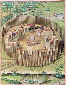 The Fortified Town of Pomeiooc, from Admiranda Narratio.., engraved by Theodore de Bry (1528-98) 1585-88 by John White