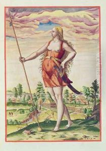 Young Woman from a Neighbouring Tribe to the Picts, from Admiranda Narratio.., engraved by Theodore de Bry (1528-98) 1585-88