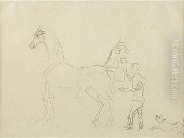 "chevaux, Lad Et Chien" And "grafitti: (sketch Of Horse)" - view 1