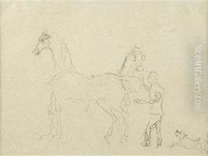"chevaux, Lad Et Chien" And "grafitti: (sketch Of Horse)"